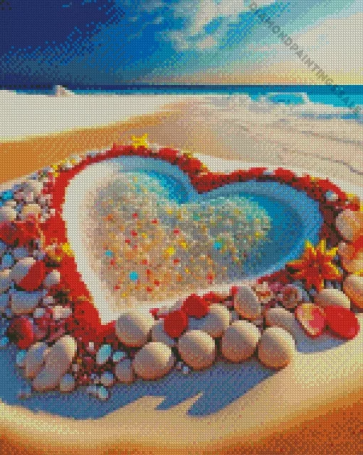 Beach Heart Diamond Painting