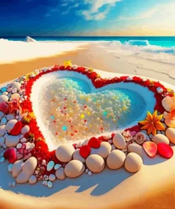 Beach Heart Diamond Painting