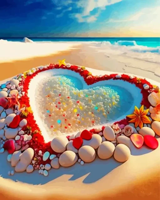 Beach Heart Diamond Painting