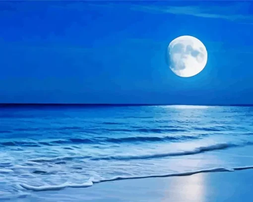 Beach With Moon Diamond Painting
