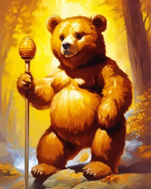 Bear Eating Honey Diamond Painting