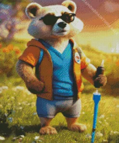 Bear Wearing Glasses Diamond Painting
