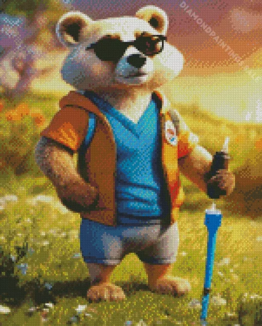 Bear Wearing Glasses Diamond Painting