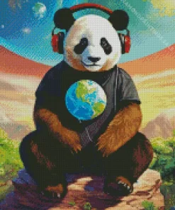 Bear With Headphones Diamond Painting