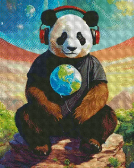 Bear With Headphones Diamond Painting