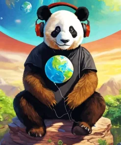 Bear With Headphones Diamond Painting