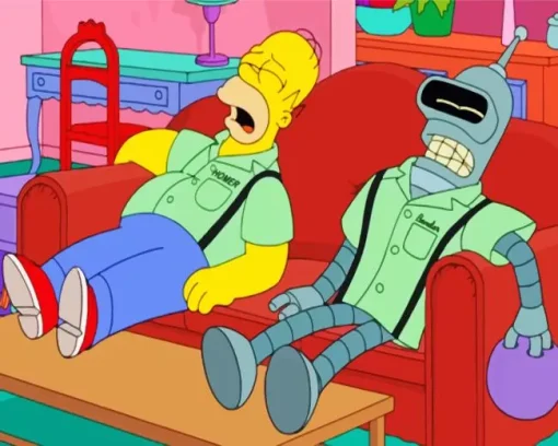 Bender And Homer Diamond Painting