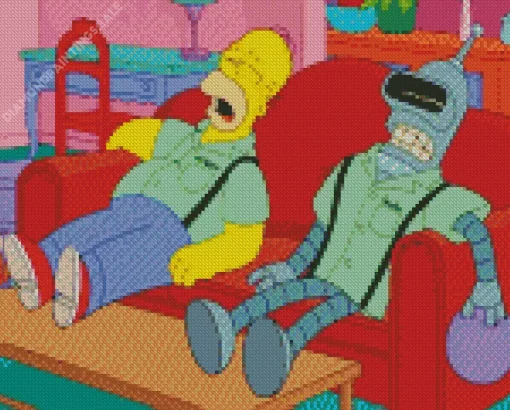 Bender And Homer Diamond Painting