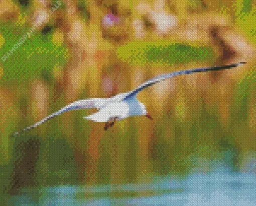 Bird Flying Over Ocean Diamond Painting