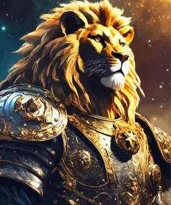 Black And Gold Lion Diamond Painting