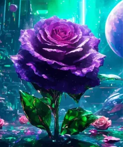 Black And Purple Flower Diamond Painting