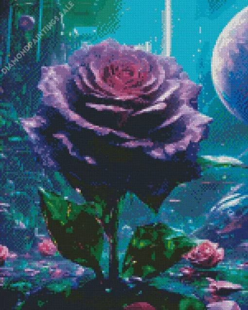 Black And Purple Flower Diamond Painting