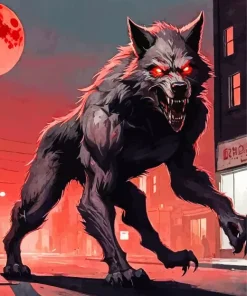 Black And Red Werewolf Diamond Painting
