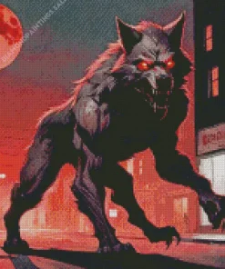 Black And Red Werewolf Diamond Painting