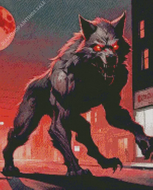 Black And Red Werewolf Diamond Painting