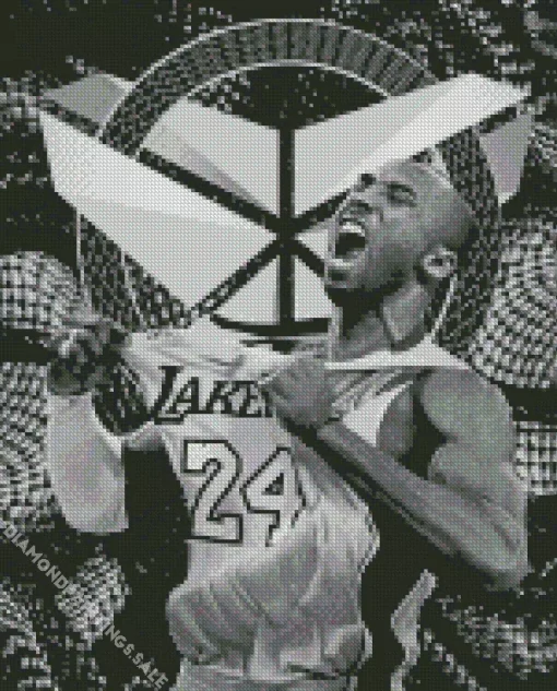 Black And White Kobe Bryant Diamond Painting