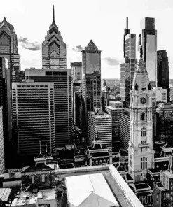 Black And White Philadelphia Skyline Diamond Painting