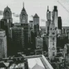 Black And White Philadelphia Skyline Diamond Painting