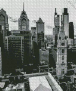 Black And White Philadelphia Skyline Diamond Painting