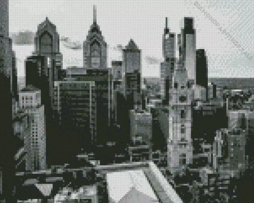Black And White Philadelphia Skyline Diamond Painting