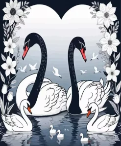Black And White Swan Diamond Painting