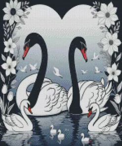 Black And White Swan Diamond Painting
