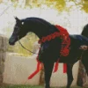 Black Horse With Roses Diamond Painting