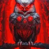 Black Owl With Red Eyes Diamond Painting