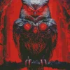 Black Owl With Red Eyes Diamond Painting
