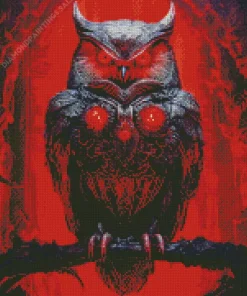 Black Owl With Red Eyes Diamond Painting
