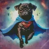 Black Pug Puppy Superhero Diamond Painting