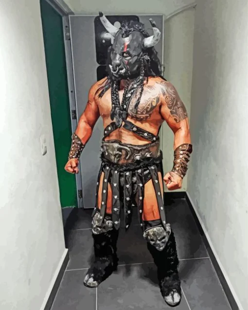 Black Taurus Wrestler Diamond Painting