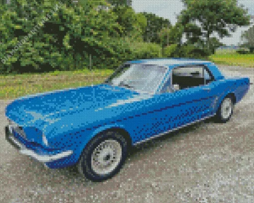 Blue 60s Mustang Diamond Painting
