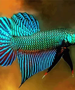 Blue And Green Betta Fish Diamond Painting