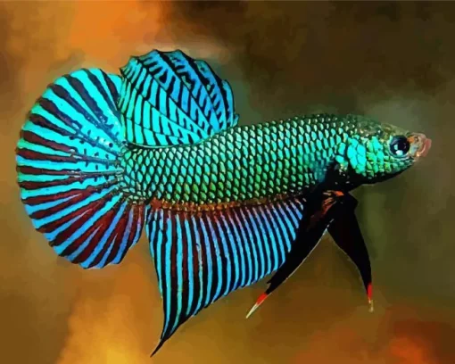 Blue And Green Betta Fish Diamond Painting