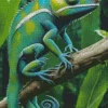 Blue And Green Chameleon Diamond Painting