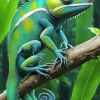 Blue And Green Chameleon Diamond Painting