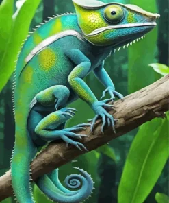 Blue And Green Chameleon Diamond Painting