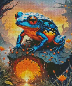 Blue And Orange Frog Art Diamond Painting