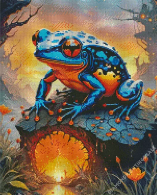 Blue And Orange Frog Art Diamond Painting