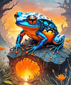 Blue And Orange Frog Art Diamond Painting