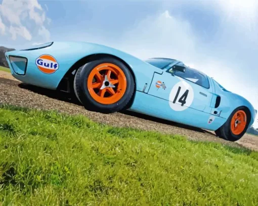 Blue And Orange GT40 Car Diamond Painting