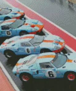 Blue And Orange GT40 Racing Cars Diamond Painting
