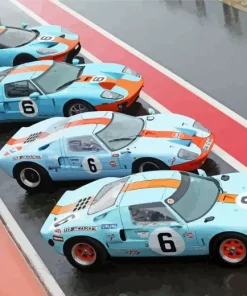 Blue And Orange GT40 Racing Cars Diamond Painting
