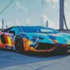 Blue And Orange Lamborghini Car Diamond Painting