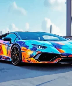 Blue And Orange Lamborghini Car Diamond Painting