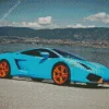 Blue And Orange Lamborghini Sport Car Diamond Painting
