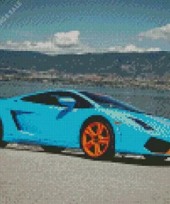 Blue And Orange Lamborghini Sport Car Diamond Painting