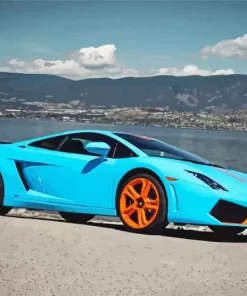 Blue And Orange Lamborghini Sport Car Diamond Painting