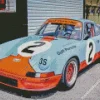Blue And Orange Race Car Diamond Painting